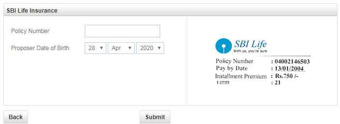 Fill SBI Life Policy Details