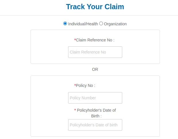 PNB Metlife Track your Claim form