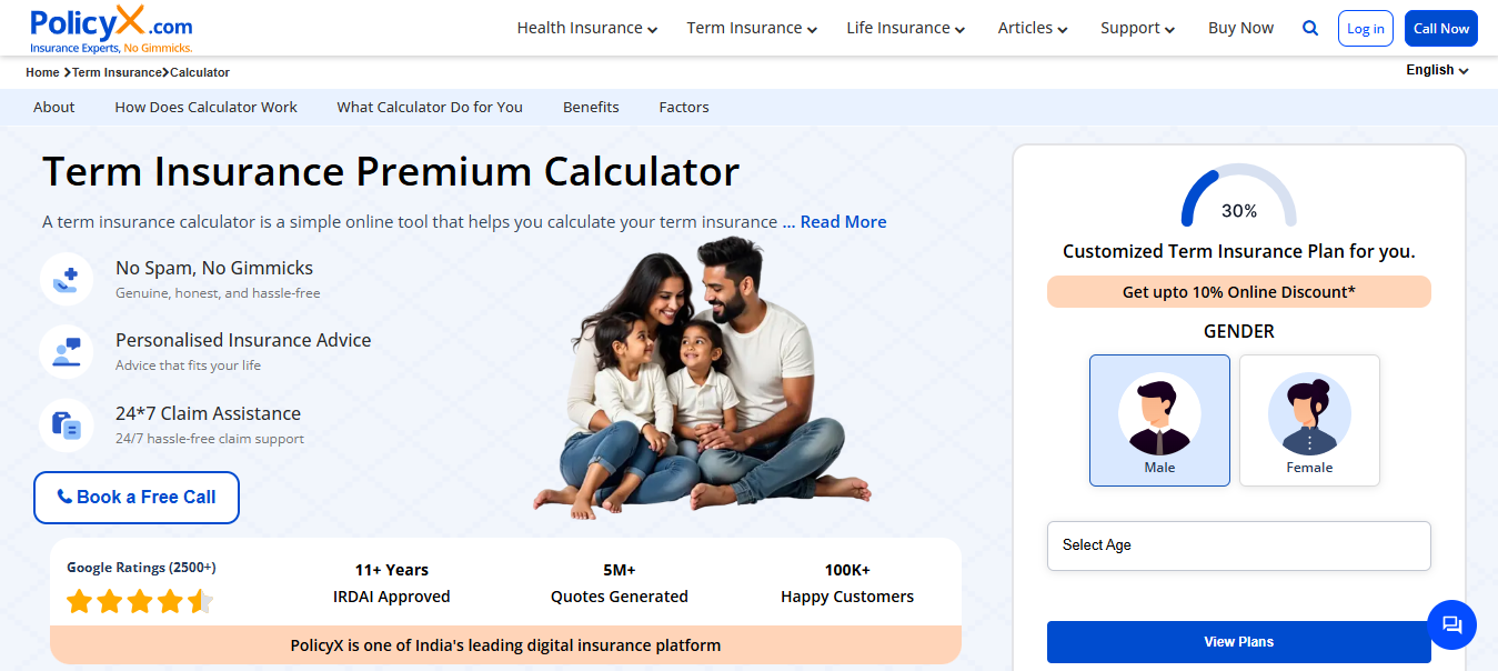 Insert Personal Details For Term Insurance Calculator